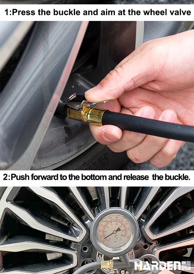 Medidor de Pressão de Pneus com Óleo 0–200 PSI HARDEN – Corpo em Alumínio e Bico de Latão, Alta Precisão e Durabilidade