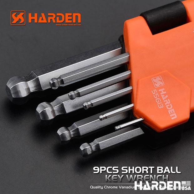 Jogo de Chaves Allen Ponta Abaulada HARDEN 9 Peças – Médio, Longo e Extra Longo em Aço S2