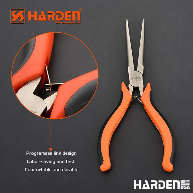 Alicate de Bico Longo Alongado Mini 114 mm (4,5”) em Aço Carbono HARDEN com Cabo Ergonômico