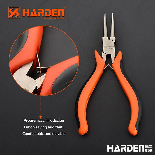 Alicate de Bico Redondo Mini 114 mm (4,5”) em Aço Carbono HARDEN com Cabo Ergonômico