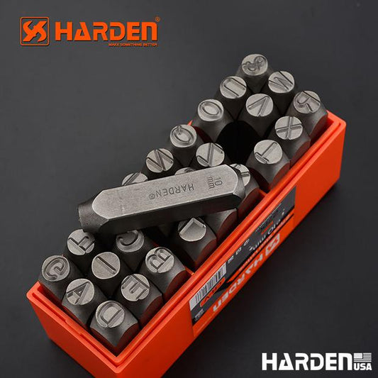Kit de Punções de Letras Harden – Aço Cromo-Vanádio Temperado para Marcação em Metal e Madeira
