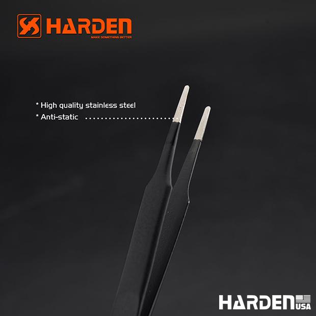 Pinça Antiestática HARDEN em Aço Inoxidável para Eletrônica e Manutenção de Precisão