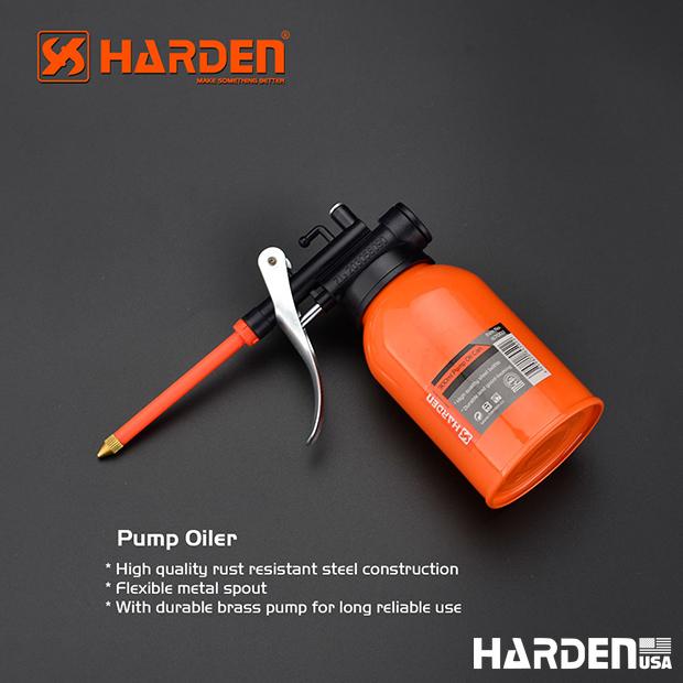 HARDEN Lubrificador Metálico 300 ml com Bico Flexível e Bomba de Latão