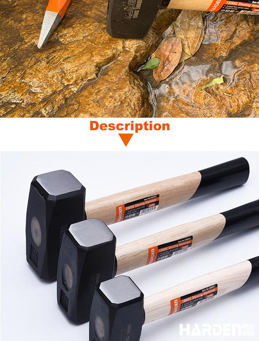 Martelo de Pedra HARDEN com Cabo de Madeira – 1,0 kg / 1,5 kg / 2,0 kg