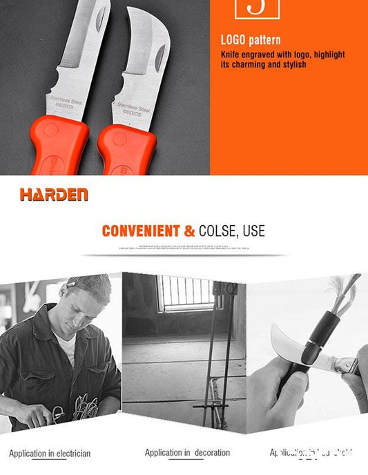 Canivete com Cabo Emborrachado HARDEN 195 mm para Corte e Desencape de Cabos