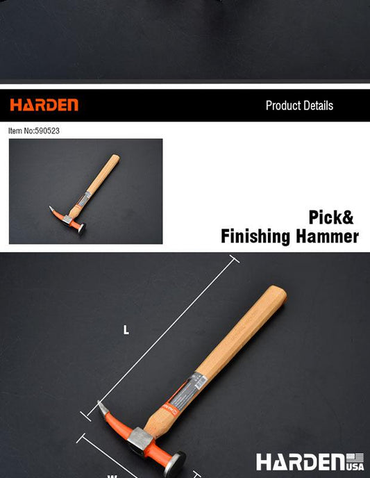 Martelo Curvo e de Acabamento 318×140×39 mm HARDEN com Cabo de Hickory