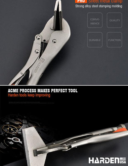 Grampo de Chapas 10" Harden – Aço Reforçado com Acabamento Niquelado