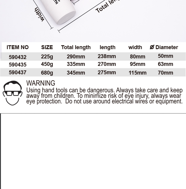 Martelo de Borracha Branca HARDEN 225 g / 450 g / 680 g com Cabo em Fibra de Vidro – Acabamento Preciso sem Marcas