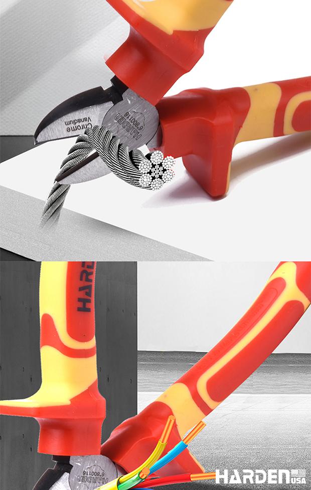 Alicate Bico Longo Isolado Harden – Aço CRV, Certificação VDE/GS e Cabo Ergonômico