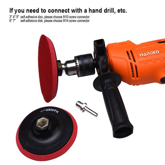 Base de Apoio com Velcro HARDEN – Modelos 100 mm, 115 mm e 125 mm – Encaixe M10/M14 para Lixadeira e Furadeira