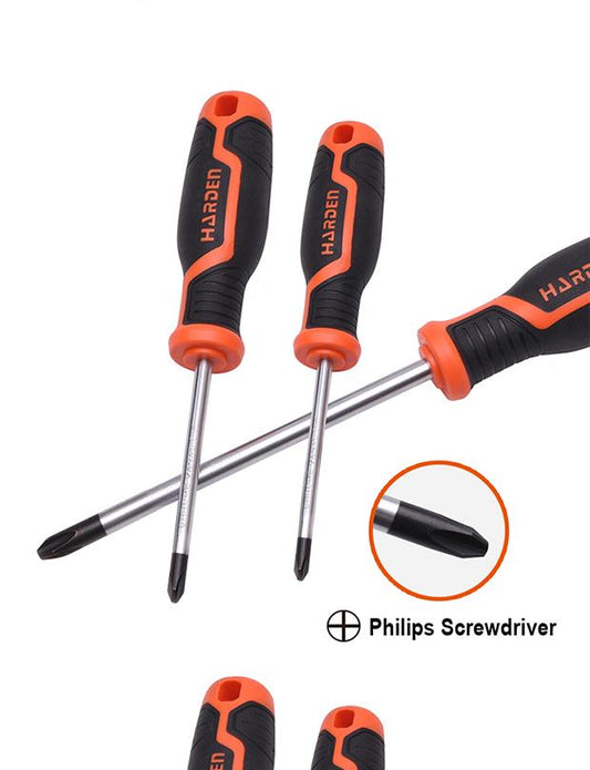 Jogo de Chaves de Fenda HARDEN 2 Peças – Aço CR-V Temperado e Cabo TPR de Alta Resistência