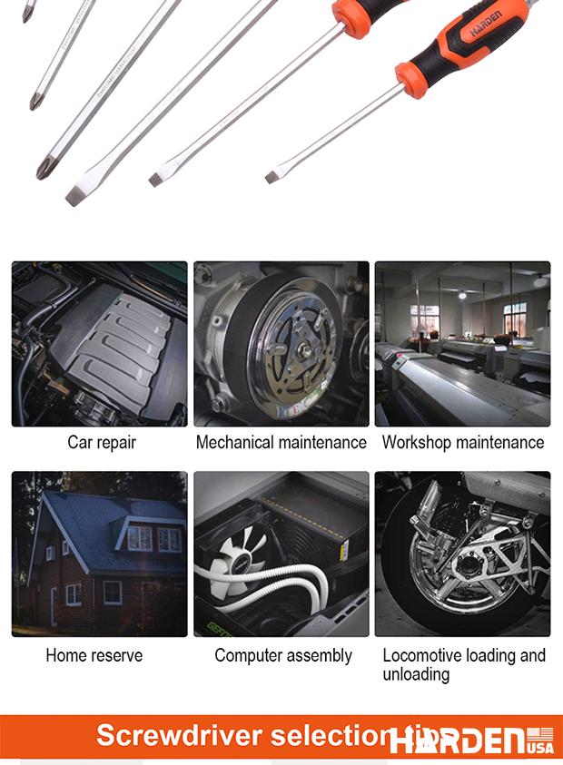 Jogo de Chaves de Fenda HARDEN CR-V com Cabo TPR – Modelos 5×100, 6×150 e 8×200 mm