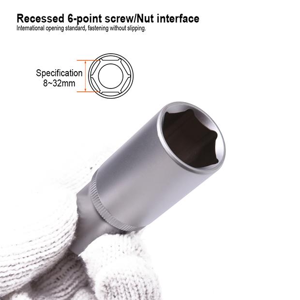 HARDEN – Soquete Longo Sextavado 1/2" em Aço CR-V (Várias Medidas)