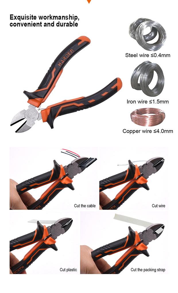 Alicate de Corte Diagonal Harden 6" (150 mm) e 8" (200 mm) – Aço Carbono com Cabo Antiderrapante