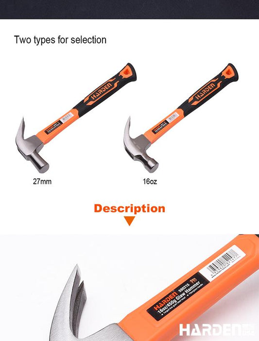 Martelo de Unha Harden 450g com Cabo de Fibra de Vidro Antideslizante