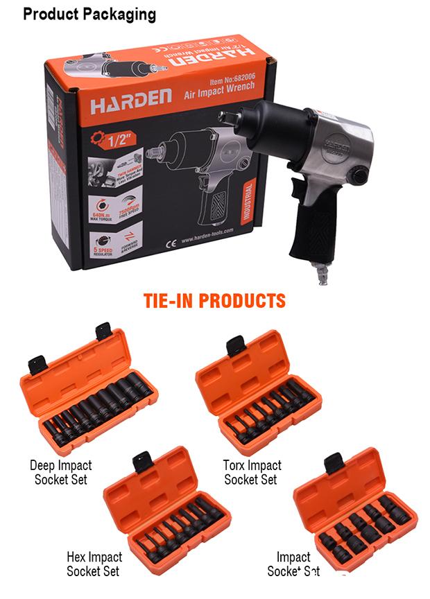 Chave de Impacto Pneumática 1/2" Harden – 640Nm, Alto Torque e Baixa Vibração