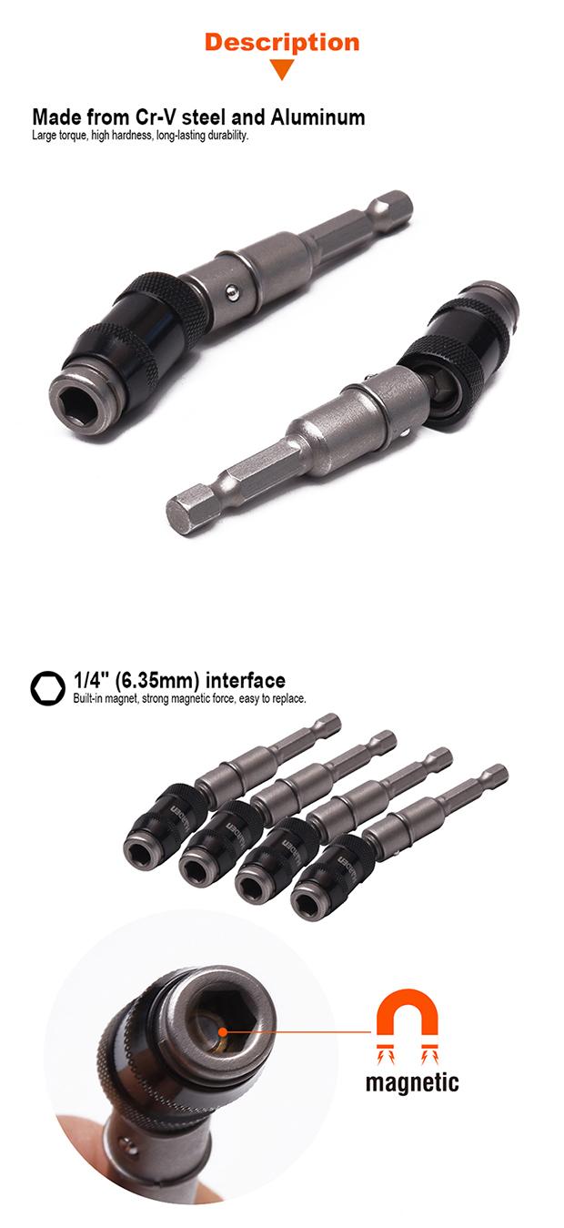 Suporte Universal Articulado HARDEN 1/4” (6,35 mm) x 90 mm para Bits de Parafusadeira