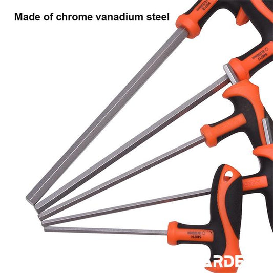 Chave Allen com Cabo T HARDEN – Ball End em Aço Cromo Vanádio, Tamanhos de 2 a 10 mm