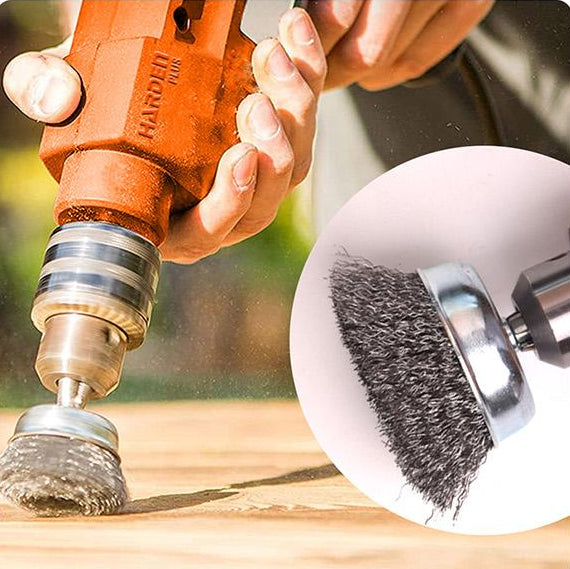 Escova Tipo Copo com Rosca HARDEN – Fios de Aço 75mm, 100mm e 125mm (M10 e M14)