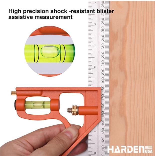 Esquadro Combinado 300 mm (12") em Aço Inoxidável com Base de Alumínio HARDEN