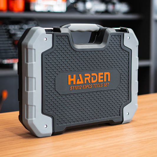 Jogo de Ferramentas Completo HARDEN 63 Peças – Maleta Profissional com Alicates, Chaves, Martelo e Acessórios