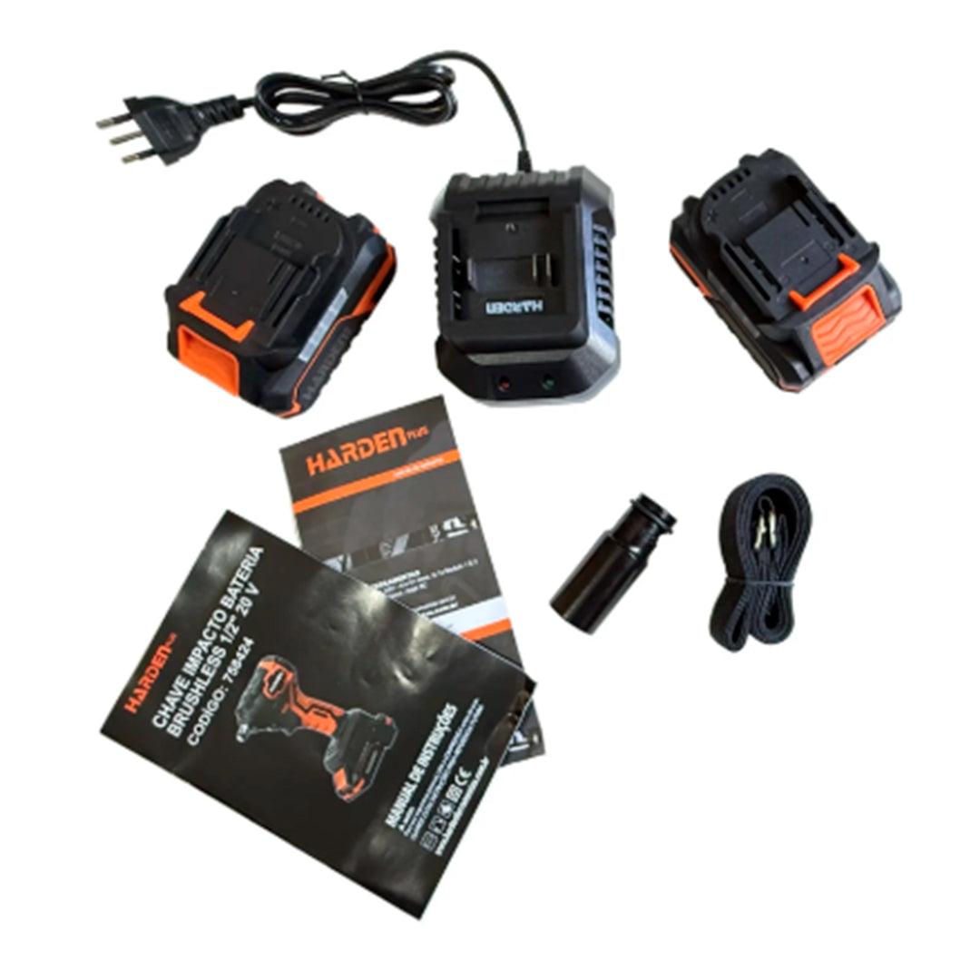 Chave de Impacto a Bateria 20V Encaixe 12 1/2 com Torque