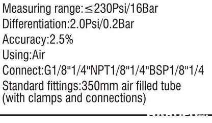 Medidor de Pressão de Pneus com Óleo 0–200 PSI HARDEN – Corpo em Alumínio e Bico de Latão, Alta Precisão e Durabilidade