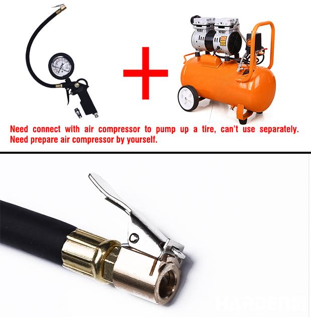 Medidor de Pressão de Pneus com Óleo 0–200 PSI HARDEN – Corpo em Alumínio e Bico de Latão, Alta Precisão e Durabilidade