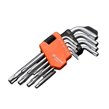 Jogo de Chaves Torx HARDEN 9 Peças – Médio, Longo e Extra Longo em Aço S2