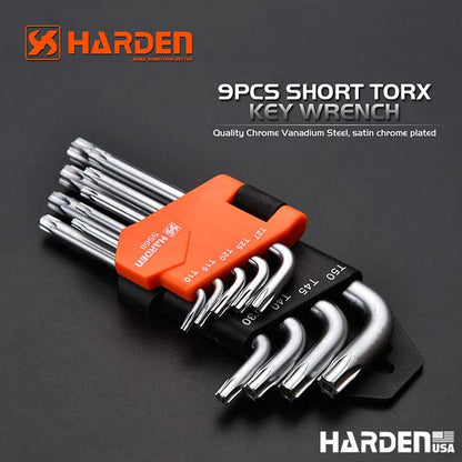 Jogo de Chaves Torx HARDEN 9 Peças – Médio, Longo e Extra Longo em Aço S2