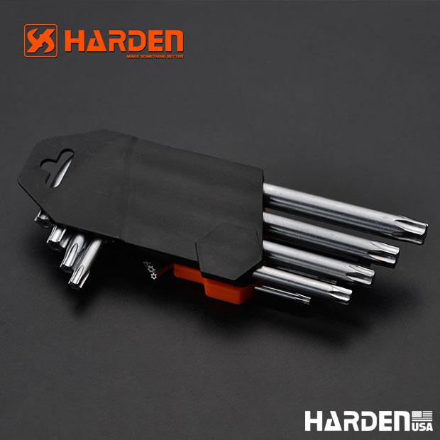 Jogo de Chaves Torx HARDEN 9 Peças – Médio, Longo e Extra Longo em Aço S2