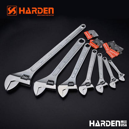 Chave Ajustável HARDEN Profissional em Aço Carbono Forjado com Acabamento Cromado – Modelos 18” (460 mm) e 24” (610 mm)