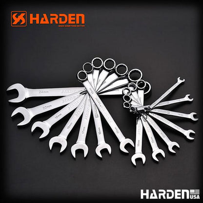 Jogo de Chaves Combinadas HARDEN 14 Peças em Aço Cromo-Vanádio (8 a 24mm)