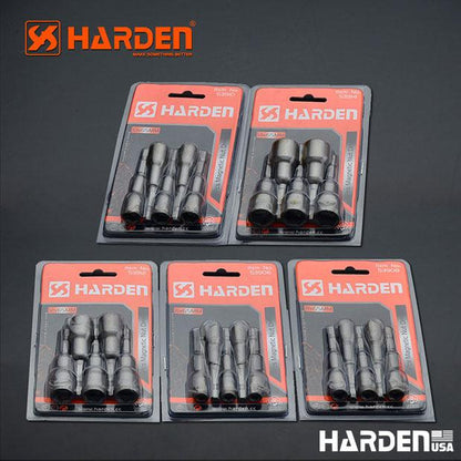 Jogo HARDEN com 5 Soquetes Magnéticos – Aço CR-V (Cromo-Vanádio) – Alta Resistência e Precisão