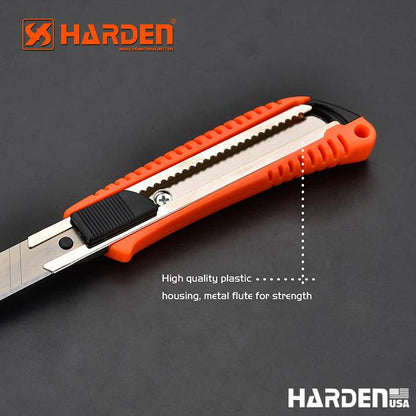 Estilete de Lâmina Segmentada 18 mm HARDEN – Corpo Reforçado em Metal e Plástico de Alta Resistência