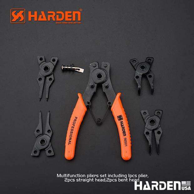 HARDEN Jogo de Alicates para Anéis Trava – Kit 5 Peças com Pontas Retas e Curvas