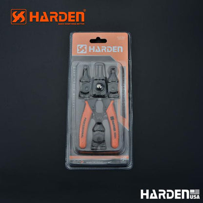 HARDEN Jogo de Alicates para Anéis Trava – Kit 5 Peças com Pontas Retas e Curvas