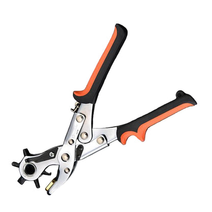 Alicate Perfurador Rotativo Profissional 250 mm HARDEN – Cabeçote em Aço Carbono 45#, 6 Tamanhos de Furo, Multiuso para Couro, Lona e Tecido