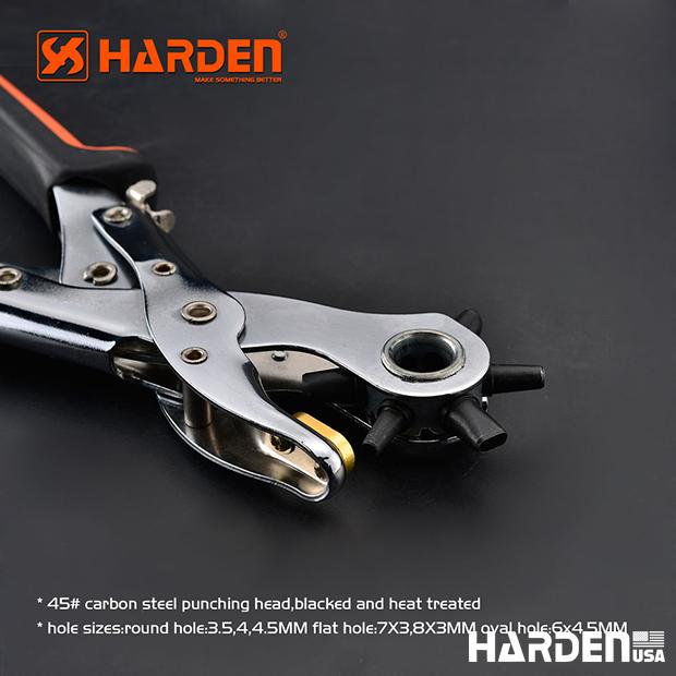 Alicate Perfurador Rotativo Profissional 250 mm HARDEN – Cabeçote em Aço Carbono 45#, 6 Tamanhos de Furo, Multiuso para Couro, Lona e Tecido