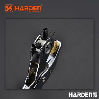 Alicate Perfurador Rotativo Profissional 250 mm HARDEN – Cabeçote em Aço Carbono 45#, 6 Tamanhos de Furo, Multiuso para Couro, Lona e Tecido