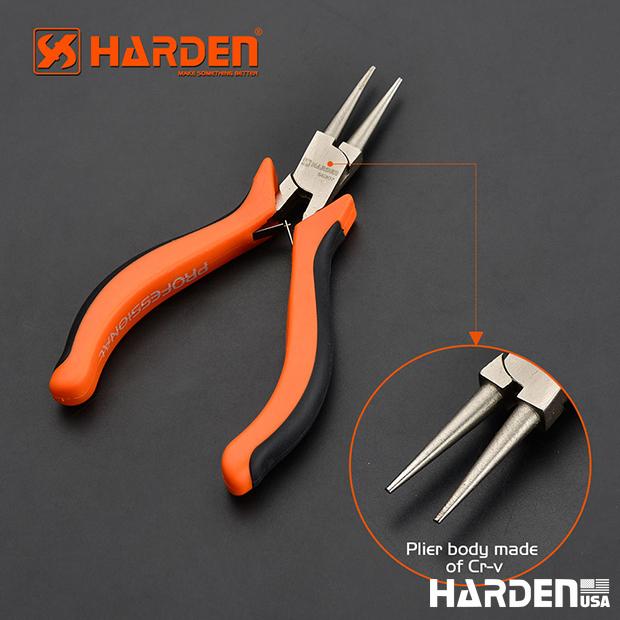 Alicate de Bico Redondo Mini 114 mm (4,5”) em Aço Carbono HARDEN com Cabo Ergonômico