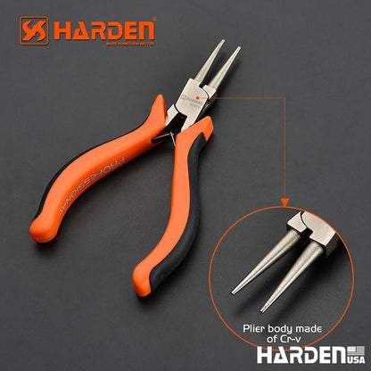 Alicate de Bico Redondo Mini 114 mm (4,5”) em Aço Carbono HARDEN com Cabo Ergonômico