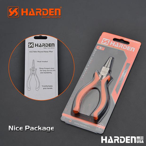 Alicate de Bico Redondo Mini 114 mm (4,5”) em Aço Carbono HARDEN com Cabo Ergonômico