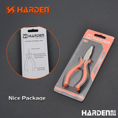 Alicate de Bico Chato Mini 114 mm (4,5”) em Aço Carbono HARDEN com Cabo Ergonômico