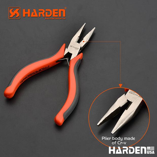 Alicate de Bico Longo Mini 114 mm (4,5”) em Aço Carbono HARDEN com Cabo Ergonômico