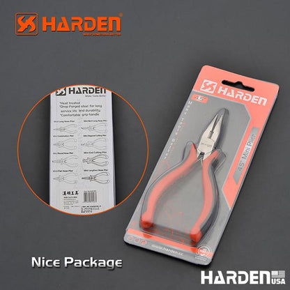 Alicate de Bico Longo Mini 114 mm (4,5”) em Aço Carbono HARDEN com Cabo Ergonômico