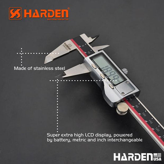 Paquímetro Digital HARDEN 150mm em Aço Inox com Display LCD