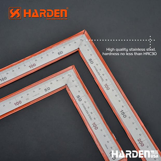 Esquadro Profissional em Aço Inoxidável HARDEN 150 x 300 mm e 250 x 500 mm com Escala Métrica