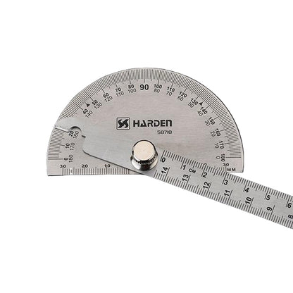 Transferidor de Ângulo 90 x 150 mm em Aço Inoxidável HARDEN com Escala Métrica 180°