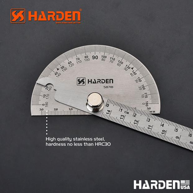 Transferidor de Ângulo 90 x 150 mm em Aço Inoxidável HARDEN com Escala Métrica 180°